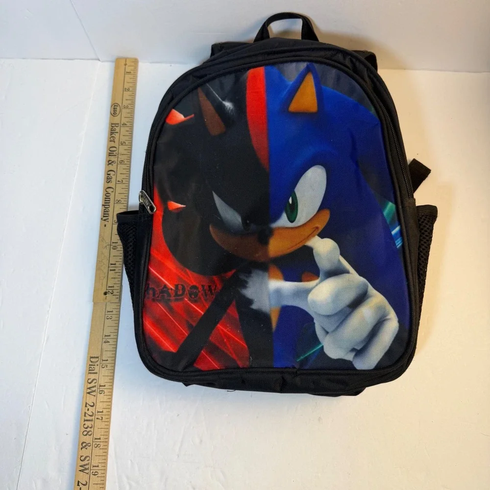 Sonic the Hedgehog Shadow Split Face Backpack Black Blue Red School Bag Sega